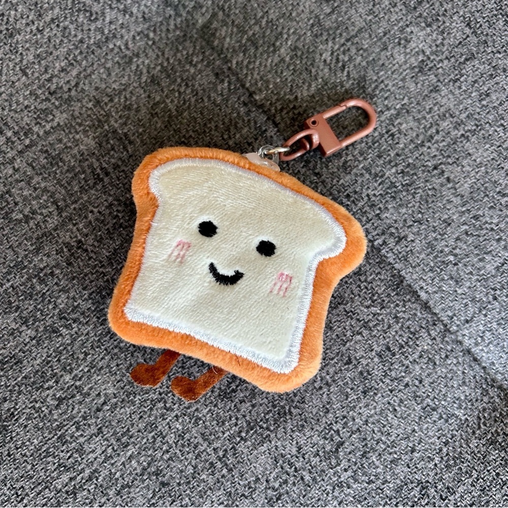 Handmade Cute Toast Plush Purse or Backpack Charm, Tan, Cream - Picture 8 of 10